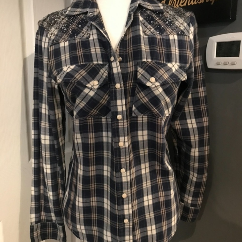 Haute Hippie Western Shirt with Crystal Accents